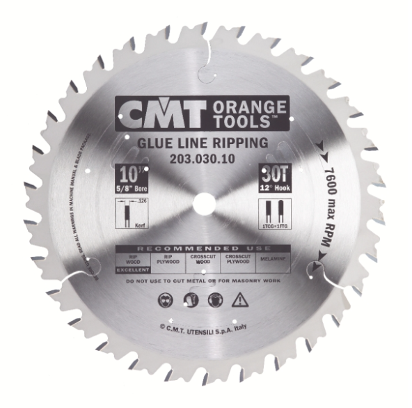 CMT 201.024.10 Industrial Ripping Saw Blade x 24 Teeth FTG Grind with 10-Inch 